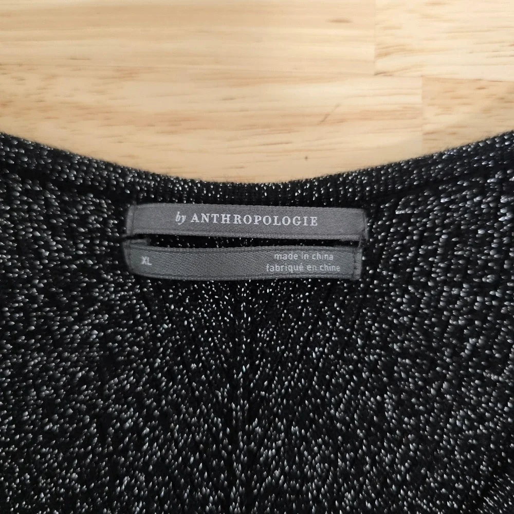 By Anthropologie Womens XL Black Silver Metallic Chevron Ribbed Knit Tank Top - Picture 3 of 8